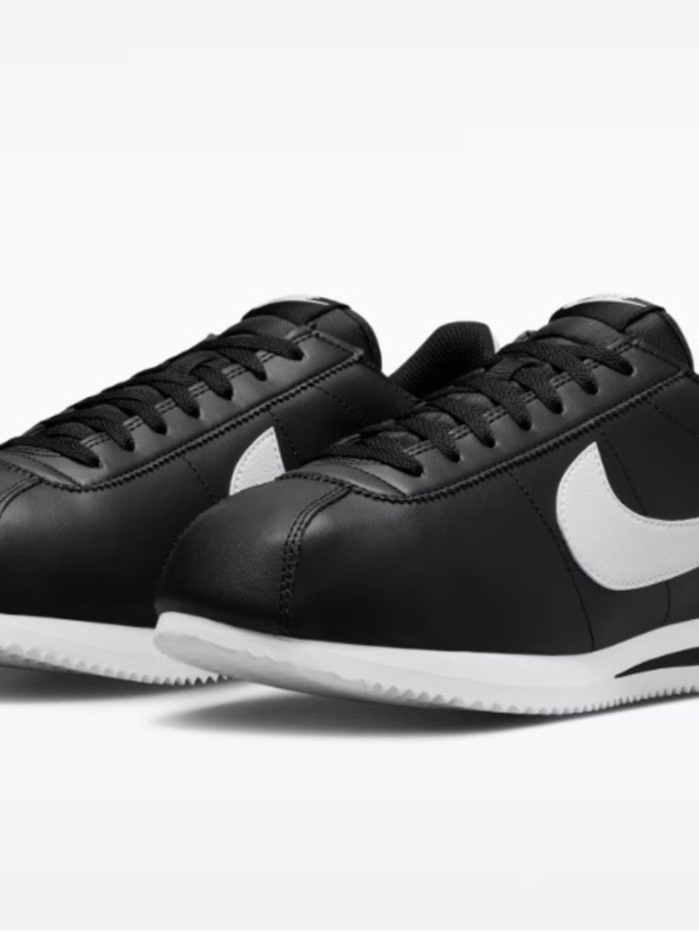 Nike Cortez Black Leather Sneakers with White